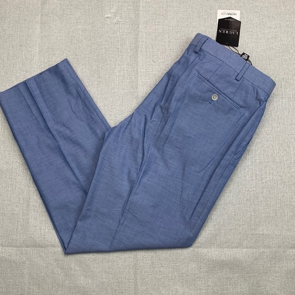 Lauren Ralph Lauren Men's Blue Chambray Cotton Suit Separate Pants Size 36 X 30